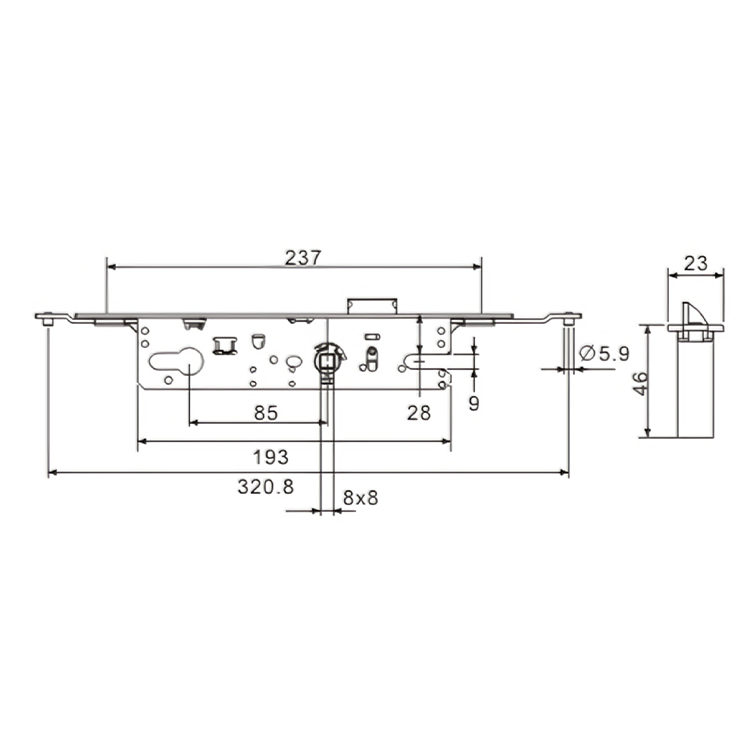 SUS304 single direction multi-point lock body lockable transmission available casement door mortise aluminium door lock body