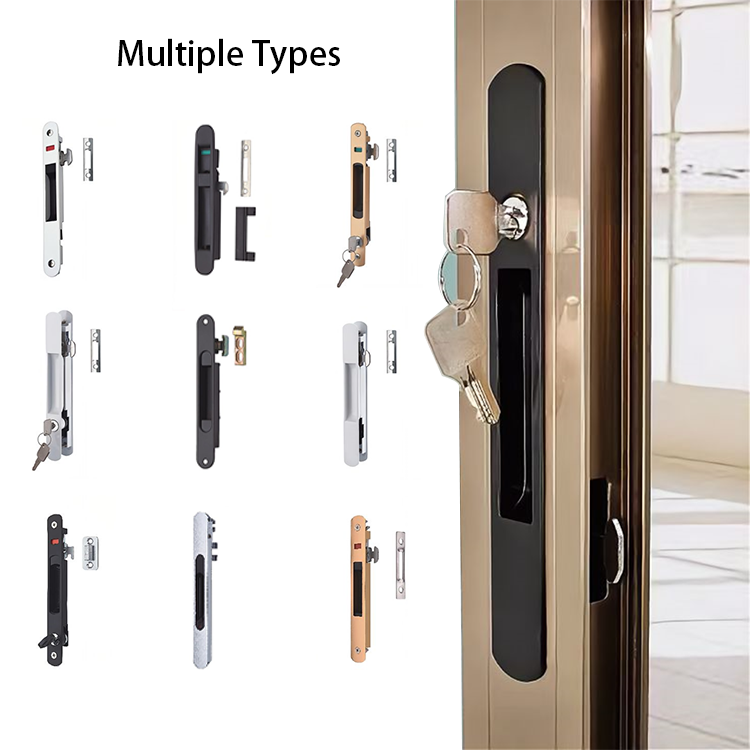 Hot selling zinc alloy double sides aluminum safety sliding window and door latch with key lock