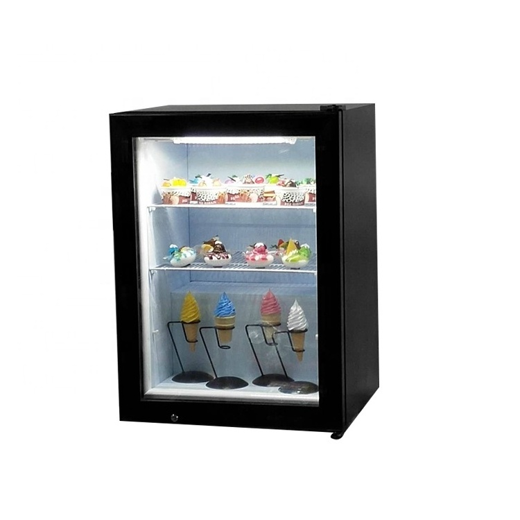 98L Ice Cream Freezer Single Glass Door Mini Bar Display Freezer with Lock SD-98