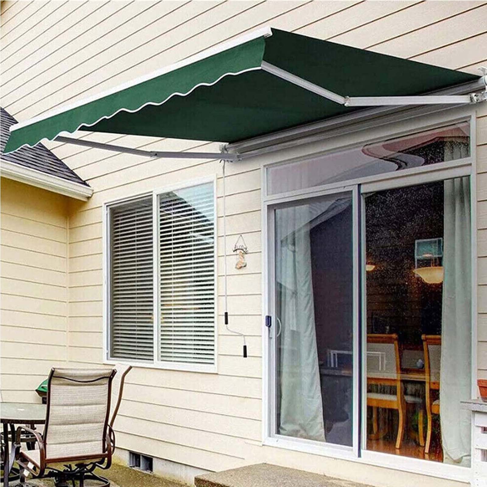 Manual Awning Retractable Outdoor Patio Garden Polyester Sun Shade Cover Water Resistant Sunshade Canopy Awning Cover