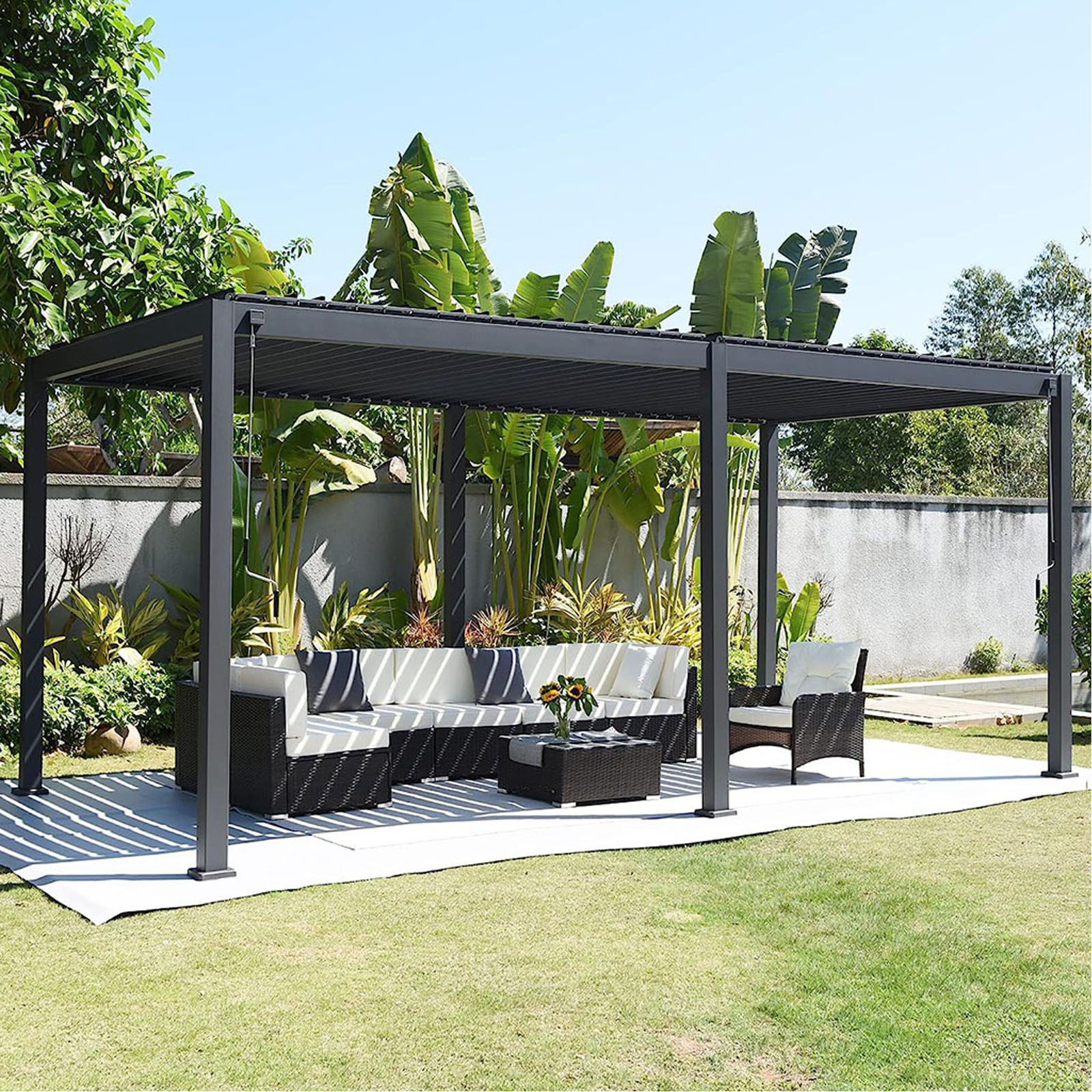 Louvered  Aluminum Outdoor Pergola Patio Pergola with Adjustable Roof Metal Pergola Gazebo