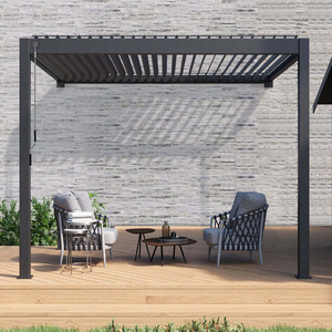 Outdoor Louvered Pergola Sun Shade Shelter Outside Canopy with Metal Adjustable Roof for Pool Hot Tub Beach Deck Backyard Patio