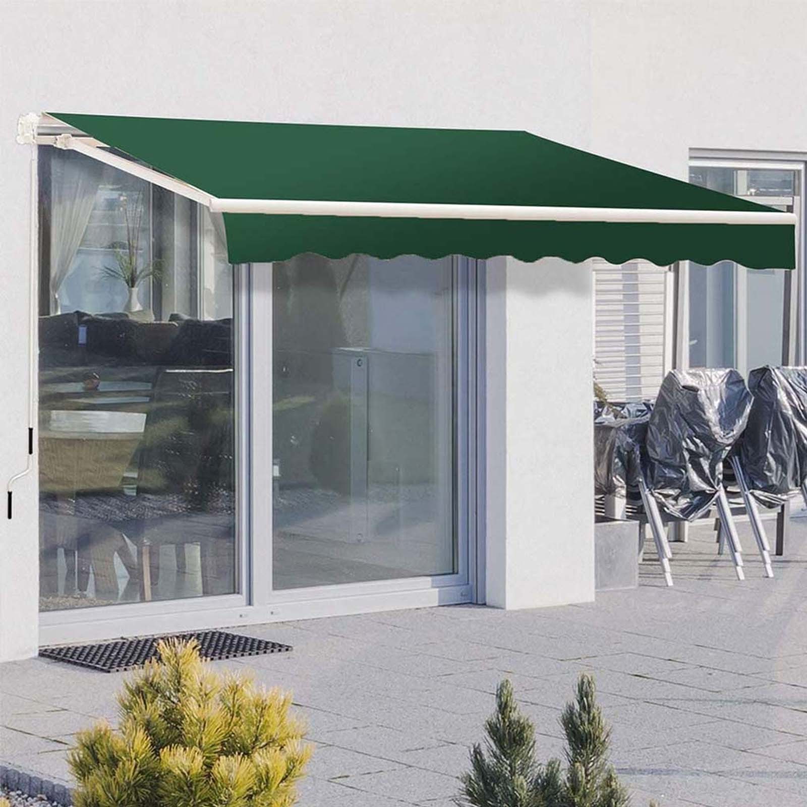 Manual Awning Retractable Outdoor Patio Garden Polyester Sun Shade Cover Water Resistant Sunshade Canopy Awning Cover