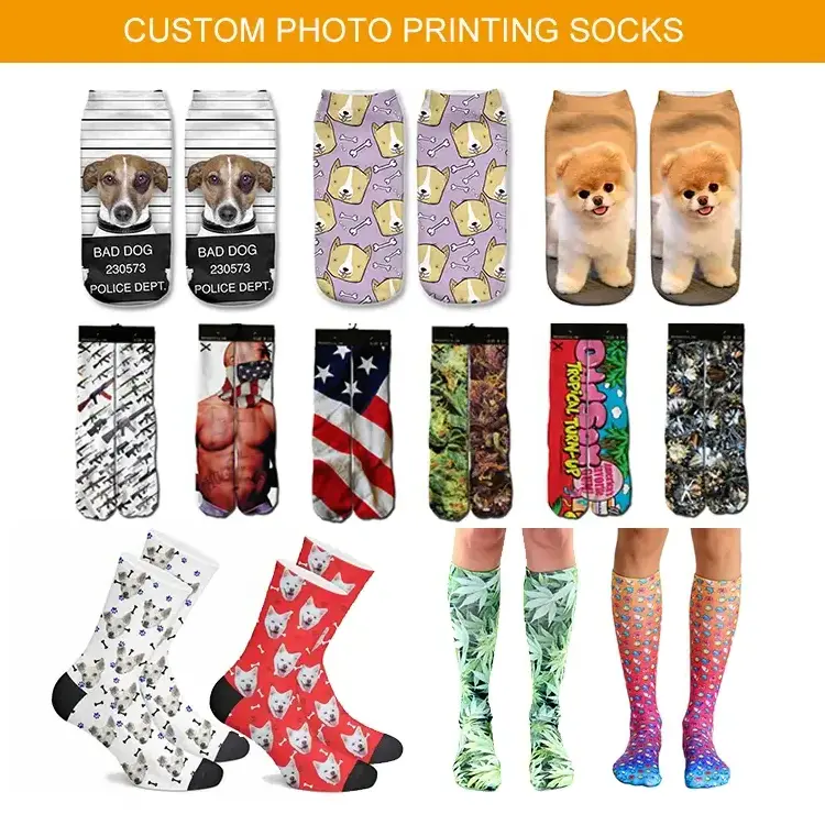 Custom Sublimated Sock Design 3D Printed Socks Custom Made Sublimation Blank Socks