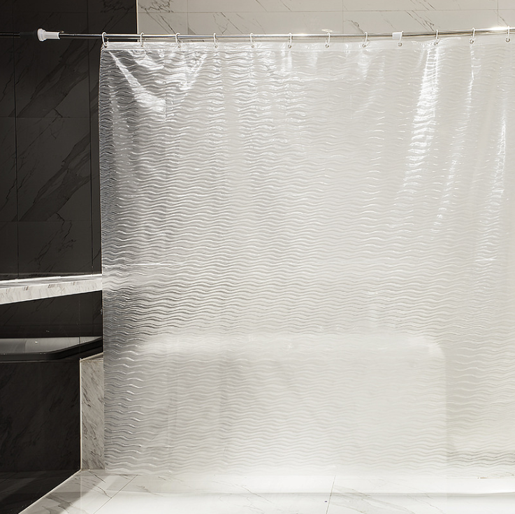 Custom Cortinas De Bano,Hot sell Waterproof Transparent Bathroom Curtain,Hotel PEVA 3D Water Wavy Shower Curtain