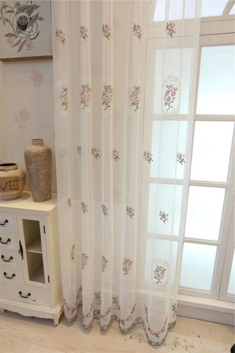 European Turkish Tulle Cortinas Wholesale Ready Made Sheer Embroidered Curtains For The Living Room Luxury