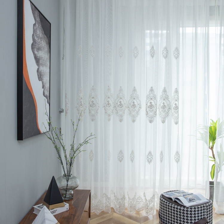 Luxury Embroidery Cortina For The Living Room Ready Made Window Sheer Curtains