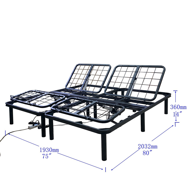 Luxurious Unique metal split king size Stainless steel twin electric adjustable bed with wire mesh base