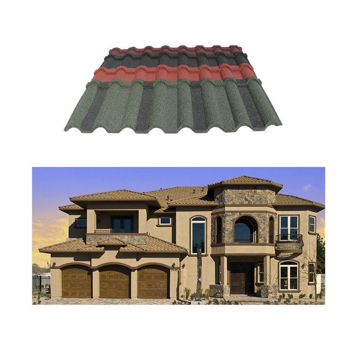 ISO9001 China roof tile sheet galvanlume stone color coated metal roofing tiles