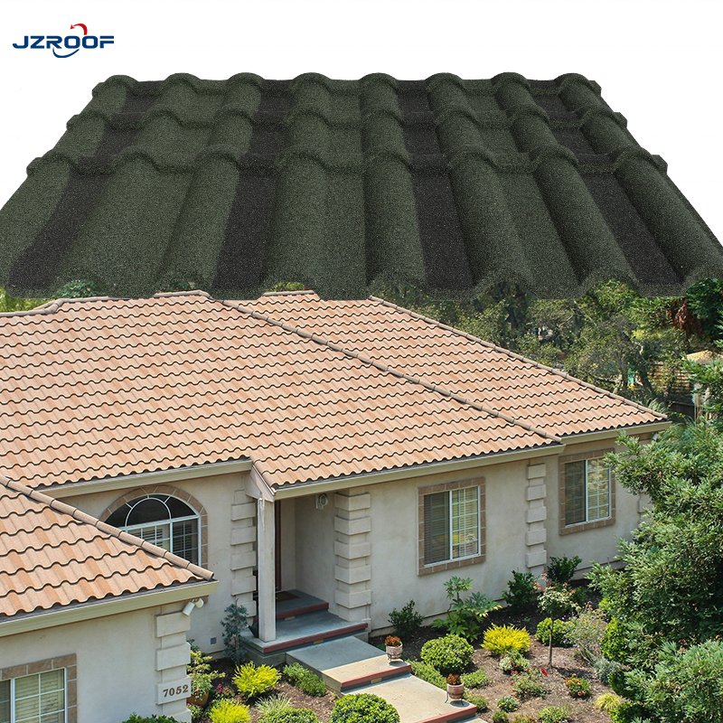 JZROOF 0.28mm/0.35mm/0.40mm Black Milano Stone Coated Metal Colored Roofing Material roofing price philippines