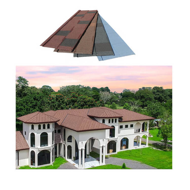 ISO9001 China roof tile sheet galvanlume stone color coated metal roofing tiles