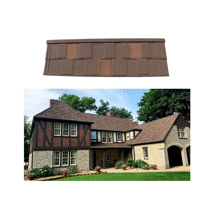 Impact resistance stone coated roofing metal tile 0.28mm 0.45mm German Japanese roof tile