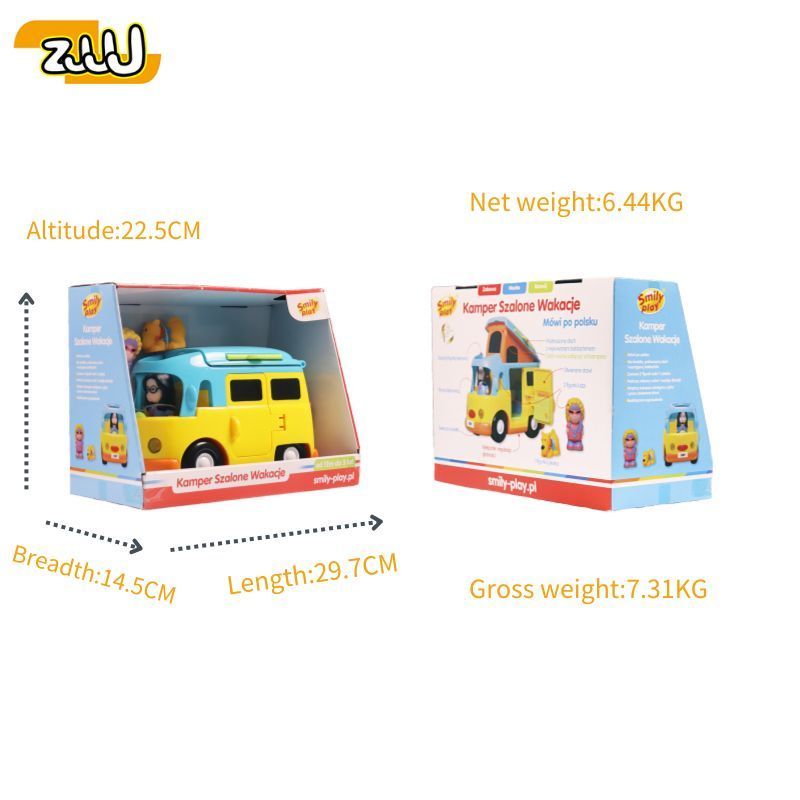 Zhansheng Cheap Price Eco-Friendly Abs Material Toddlers Early Education Toy Electric Travel Camper Toy Car Set with Plastic Toy