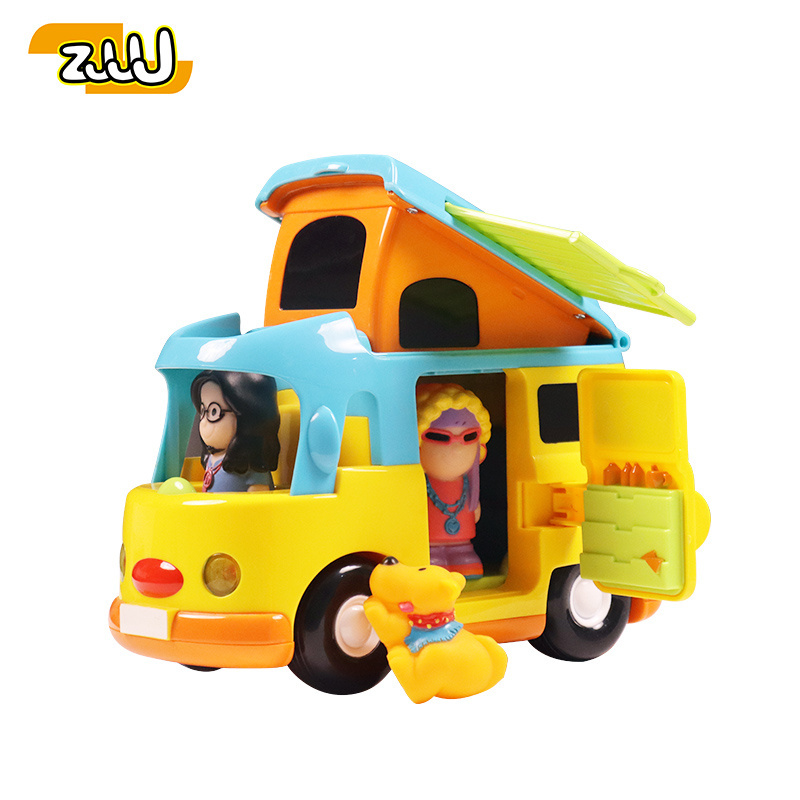 Zhansheng Best Selling Eco-Friendly Abs Kids Toddlers Early Education Cartoon Station Wagon Camper Toy Car Set