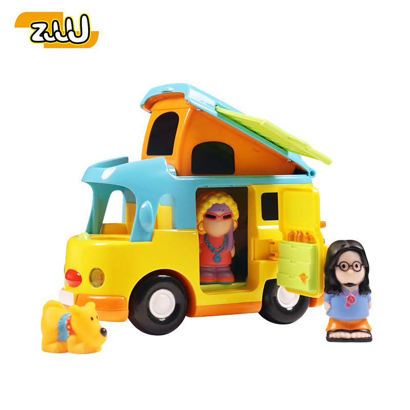 Zhansheng Best Selling Eco-Friendly Abs Kids Toddlers Early Education Cartoon Station Wagon Camper Toy Car Set