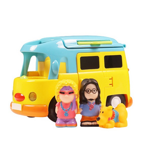 Zhansheng Best Selling Eco-Friendly Abs Kids Toddlers Early Education Cartoon Station Wagon Camper Toy Car Set