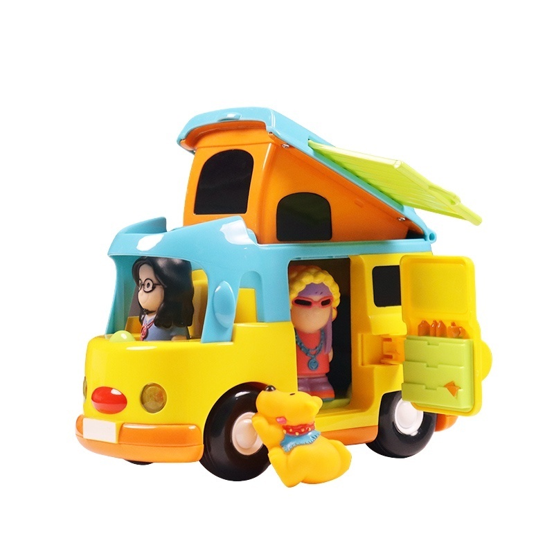 Zhansheng Cheap Price Eco-Friendly Abs Material Toddlers Early Education Toy Electric Travel Camper Toy Car Set with Plastic Toy