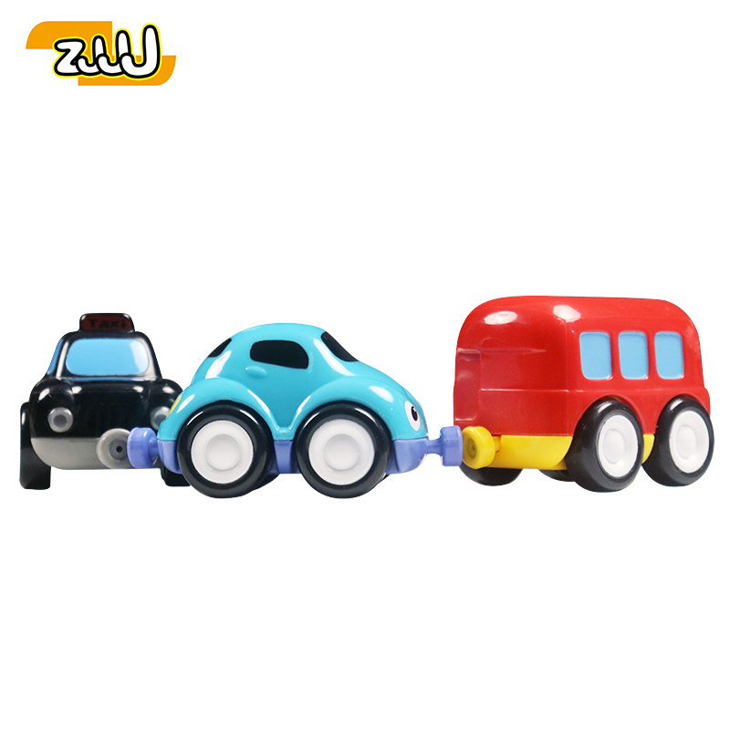 Zhansheng Custom Eco-Friendly Abs Bulk Connectable removable 3pcs Cartoon Bus Small Magnetic Toy Car For kid