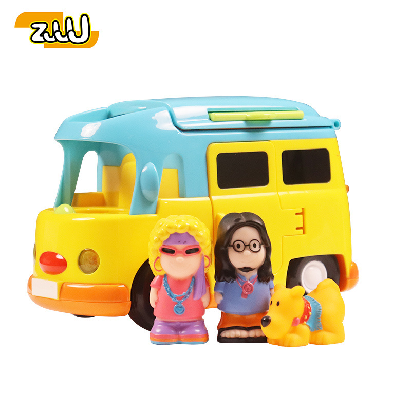 Zhansheng Cheap Price Eco-Friendly Abs Material Toddlers Early Education Toy Electric Travel Camper Toy Car Set with Plastic Toy