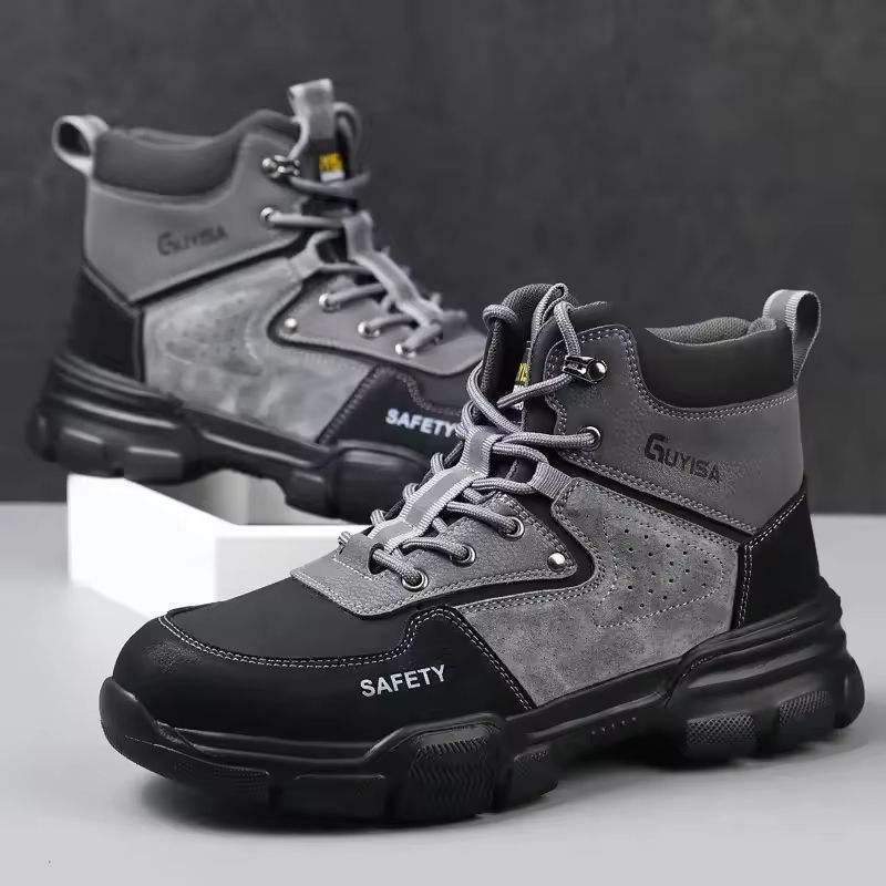 Custom Men Steel Toe Shoes Construction Safety Work Boots Original Protective Construction Men Wide Steel Toe Safety Boot