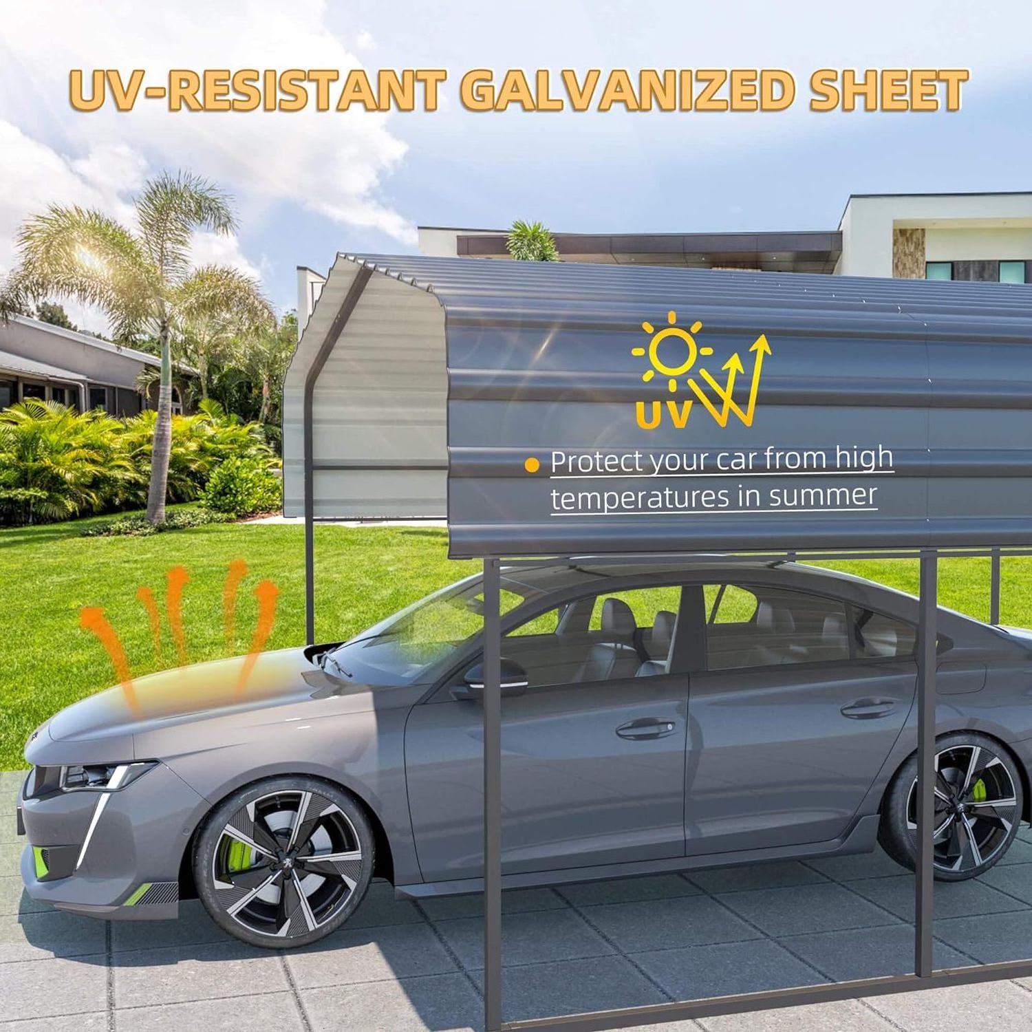 10 x 20 ft Galvanized Steel Frame Heavy duty Easy assemble Metal hardtop carport