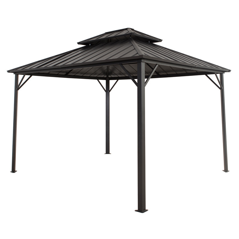 Clearance Patio Classic Gazebo Outdoor Hardtop Promotional Steel Double Roof Gazebo 10x10 ft. For Backyard