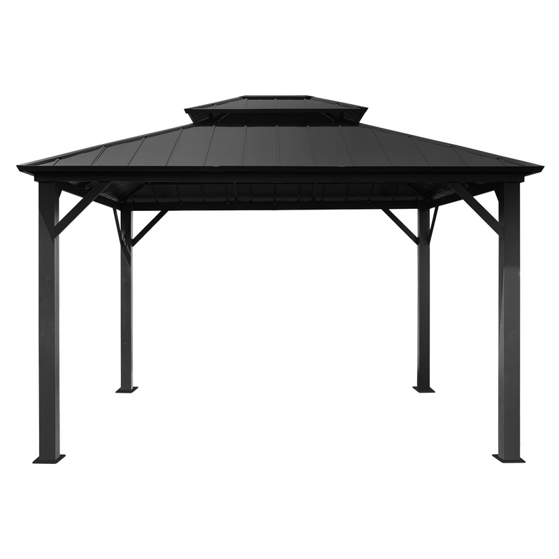 Clearance Patio Classic Gazebo Outdoor Hardtop Promotional Steel Double Roof Gazebo 10x10 ft. For Backyard