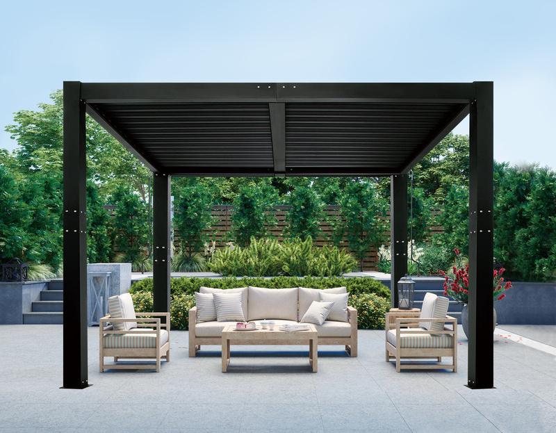 Outdoor Modern Gazebo 3x4 m Adjustable Manual Double-layer Roof Aluminum Starry Pergola Pavillon