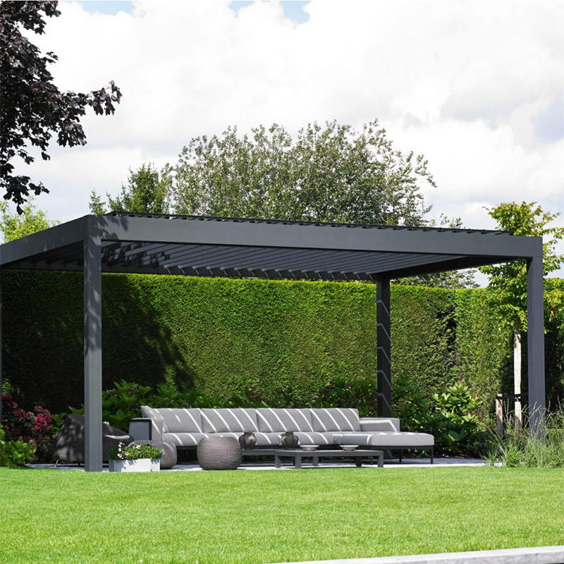 Low Maintenance Durable Gazebo Balcony Pool Garden Louvered Pergola 10x13 ft. With Privacy Screen