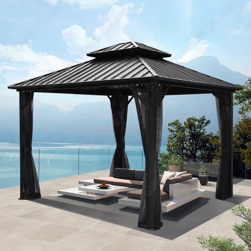 10' X 12' Galvanized Steel Double Roof Aluminum Frame Hardtop Gazebo for garden