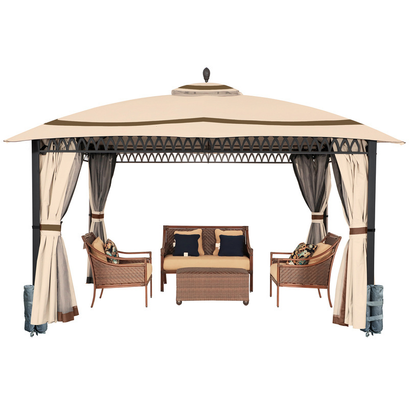 USA Warehouse Gazebo For Sale Garden Metal Frame Dome Top Patio Gazebo 10x12 ft.With Curtains And Netting For Hotel Villa