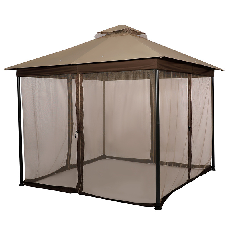 Customized Gazebos Cheap Galvanized Steel Patio Gazebo 10X10 ft. With Vented Soft Roof Canopy and Netting For Sale