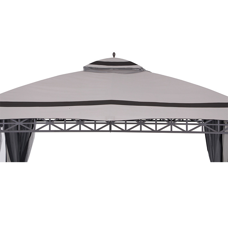 3*4M Triangle Steel Frame Dome Top Patio Gazebo With Sidewalls For Outdoor Lawn