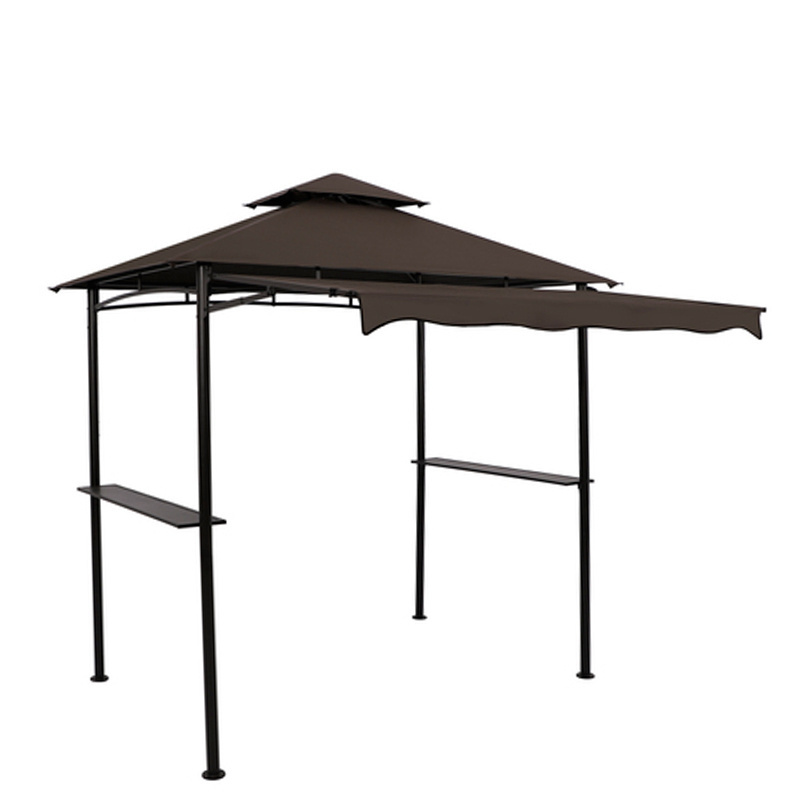 Hot Selling Outdoor Double Tiered Soft Roof Extra Awning Metal Barbecue Grill Gazebo 8x5 ft. For Patio