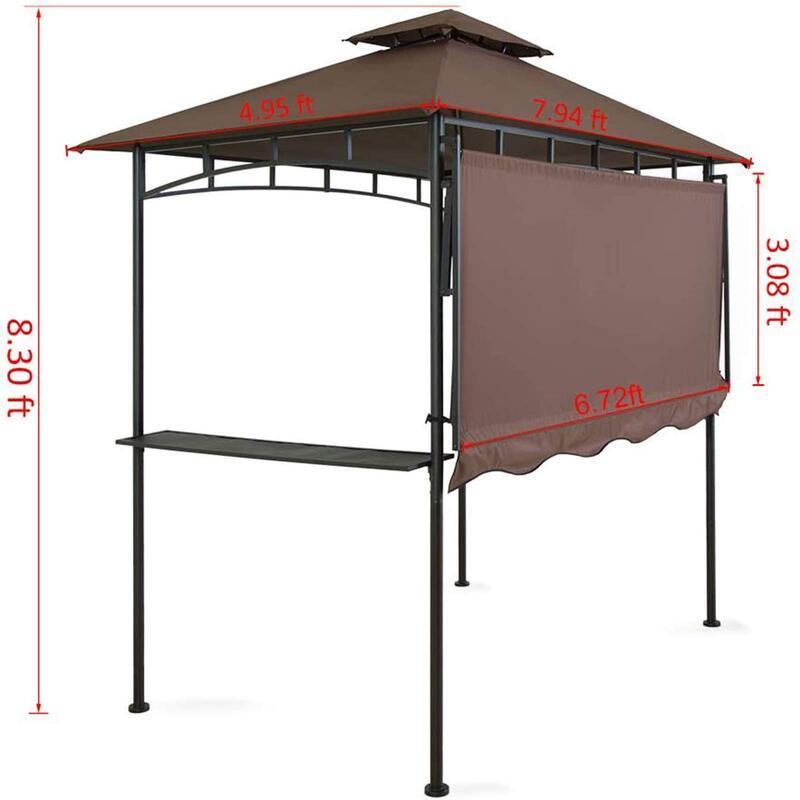 Hot Selling Outdoor Double Tiered Soft Roof Extra Awning Metal Barbecue Grill Gazebo 8x5 ft. For Patio