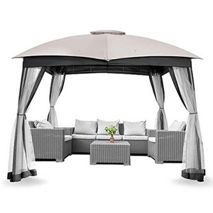 USA Stock 1 Piece MOQ Clearance Grey Color Double Vent Heavy Duty Canopy Gazebo 10x12 ft with Netting & Sand Bag For Patio