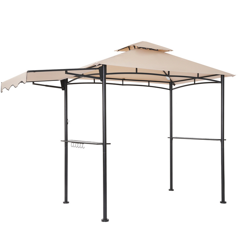 Stock Grill Gazebo 8x5 ft. Soft Top With Awning And Shelves Canopy BBQ Gazebo For Patio Backyard Garden Lawn