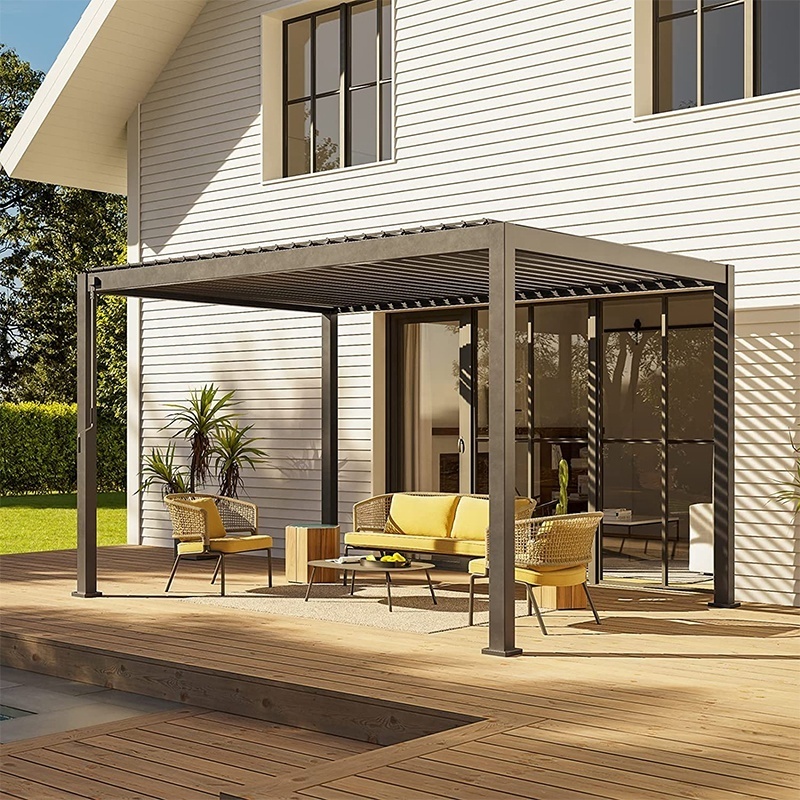 Pergola in stock at USA warehouse Low MOQ quick delivery 10 x 13 ft Galaxy louvered pergola for outdoor