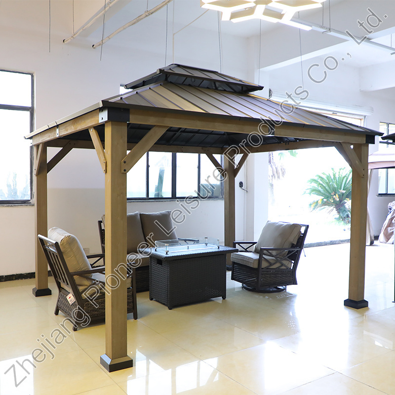 STOCK Available  In USA Mini Quantity 1 Piece 10x12 ft Outdoor Double Roof  Solid Wood Gazebo For Patio Lawn Garden Villa