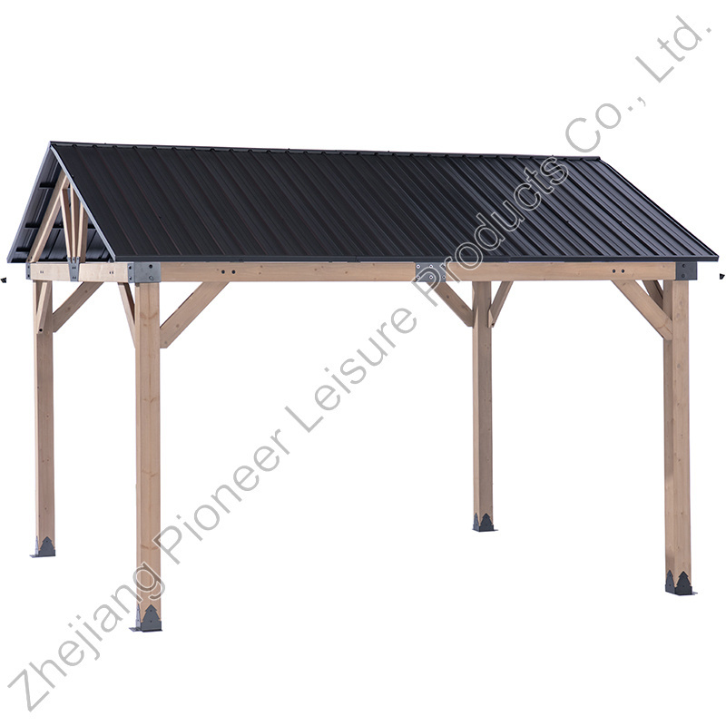 STOCK In USA Luxury 10x12 ft Outdoor Galvanized Steel Double Roof  Cedar Wood Gazebo Pavilion For Lawn Garden Villa