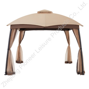 3X4M Patent Construction Ready In Stock Khaki Arched Legs Soft Top Garden Gazebo With Curtains For Villa Courtyard