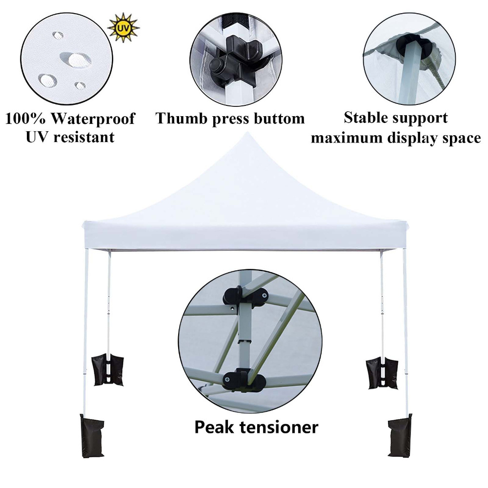 Outdoor Trade Show Commercial Canopy, Patio Instant Sun Shelter, 8' x 8'  Collapsible Commercial Canopy Tent