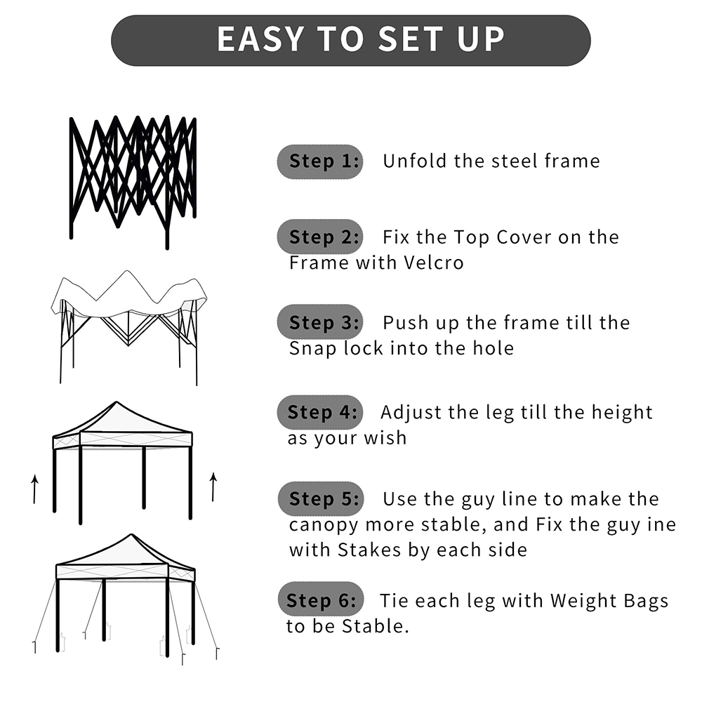 Outdoor Trade Show Pop Up Canopy Tent, Patio Instant Sun Shelter, 10' x 10'  Collapsible Outdoor Canopy Tent