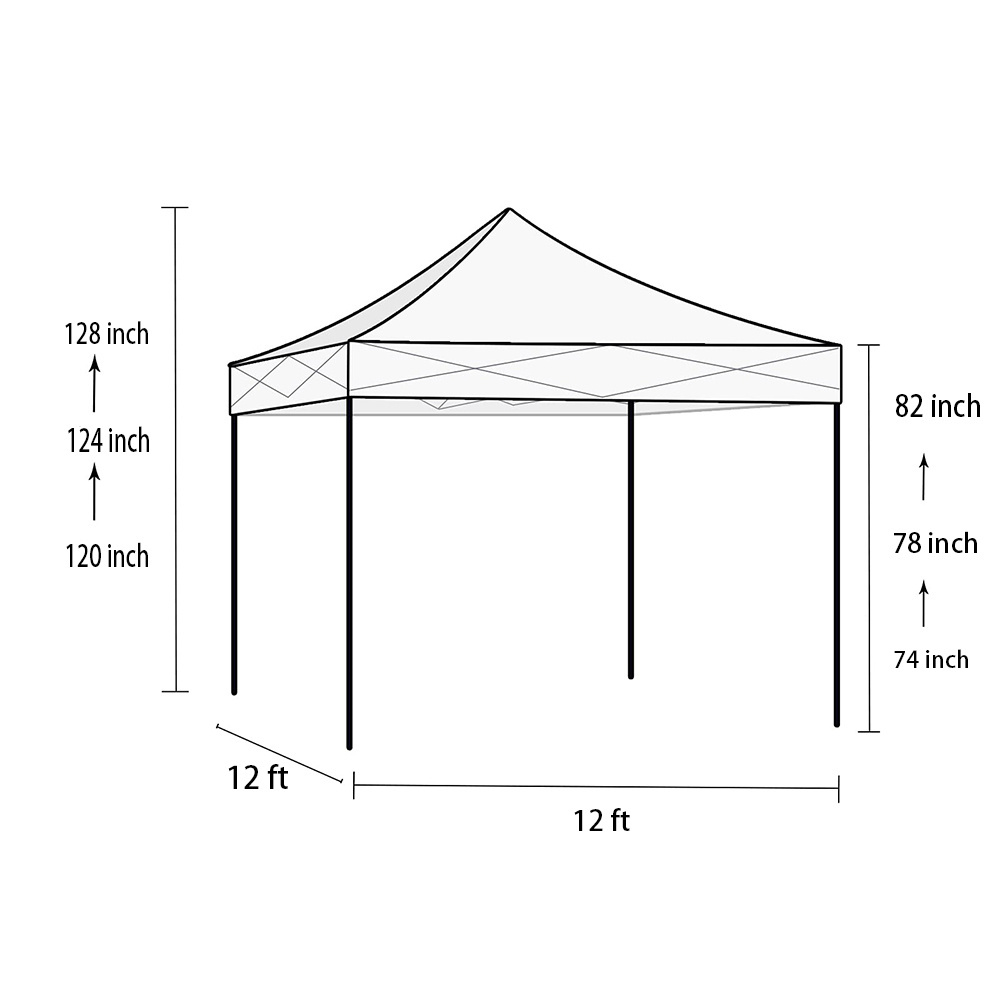 Outdoor Trade Show Commercial Canopy, Patio Instant Sun Shelter, 12 x 12'  Collapsible Commercial Canopy Tent