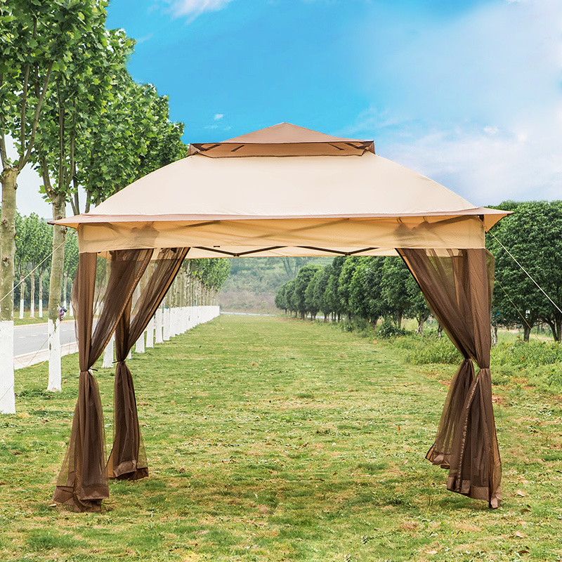 Outdoor Patio 11'x11' Gazebos Sun Shelter, Metal Frame with Fabric Top, Garden Gazebo Tent