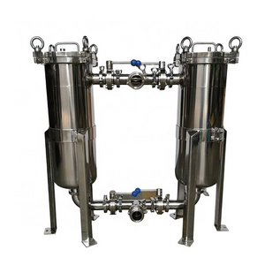 Food Industry Hygienic  Stainless Steel Duplex Filter Housing for Water Beverage Juice