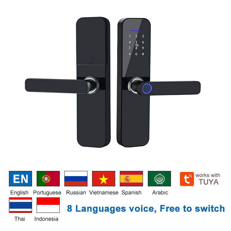 Multi-country voice language Electronic Handle Digital Tuya Cerraduras Inteligentes Wifi Keys Fingerprint Door Smart Lock