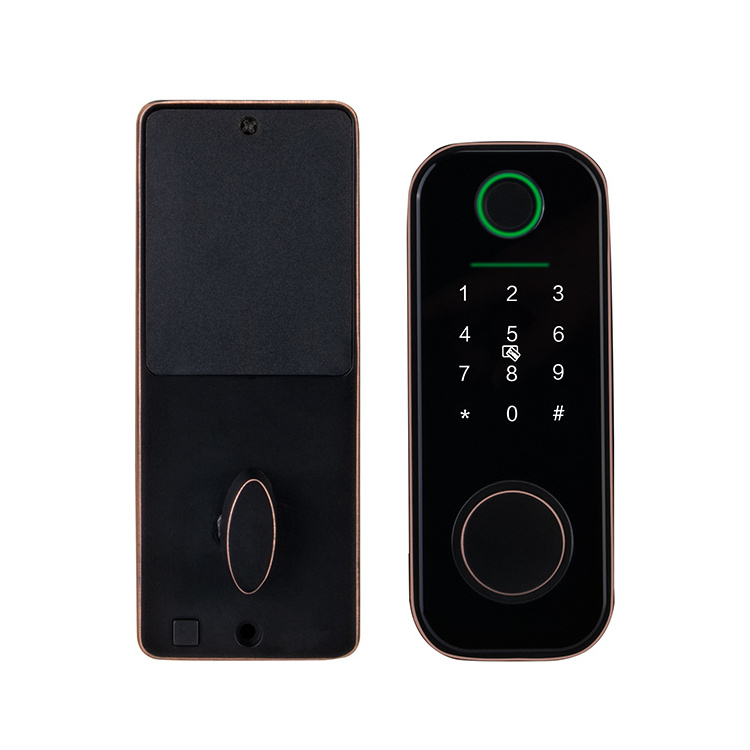 OEM digital electronic smart home locks ttlock rim cylinder august smart door lock with wifi fingerprint cerradura inteligente