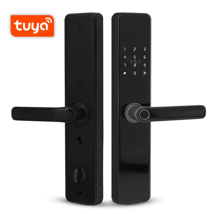 Bilixo smart electric handle digital door lock locks & keys front for matel home with tuya wifi gate fingerprint mortise latch