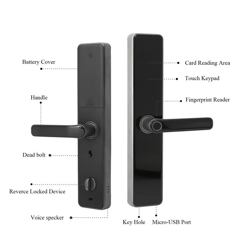 Bilixo smart electric handle digital door lock locks & keys front for matel home with tuya wifi gate fingerprint mortise latch